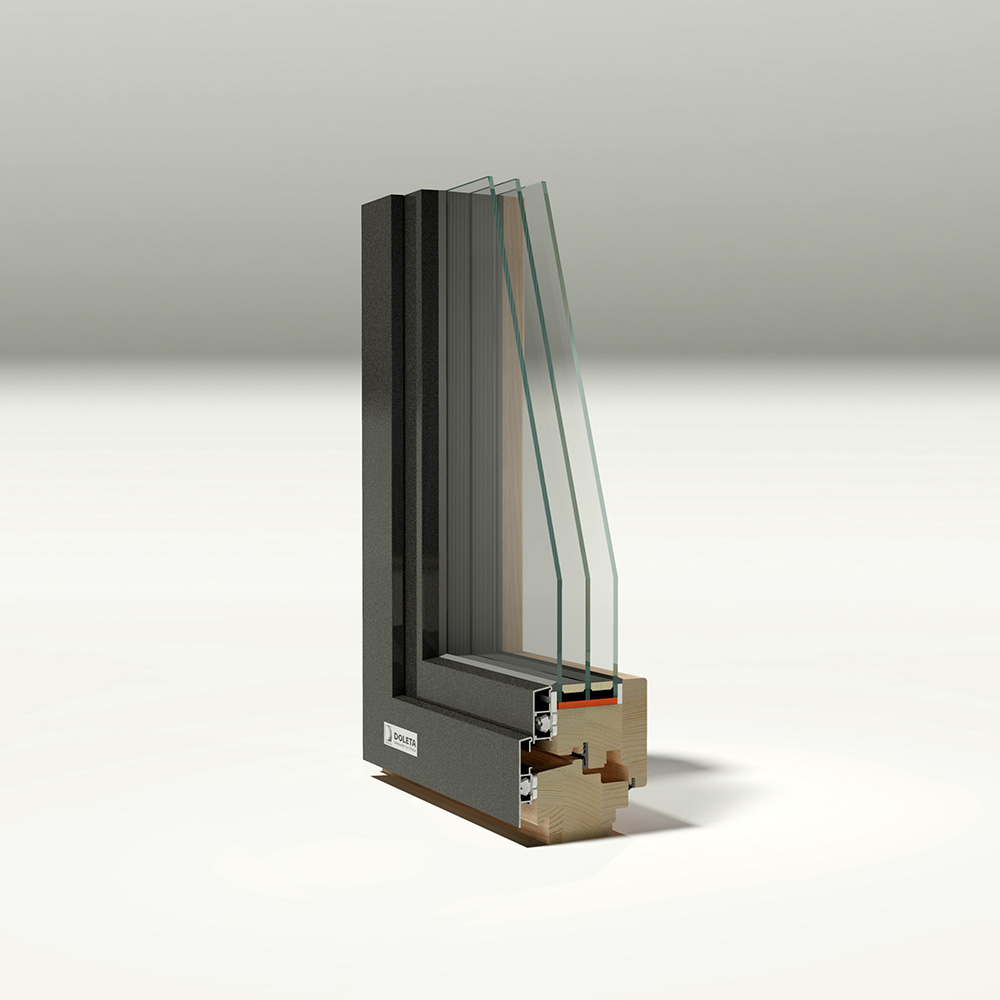 Doorsnede hout-aluminium profiel Modern 78